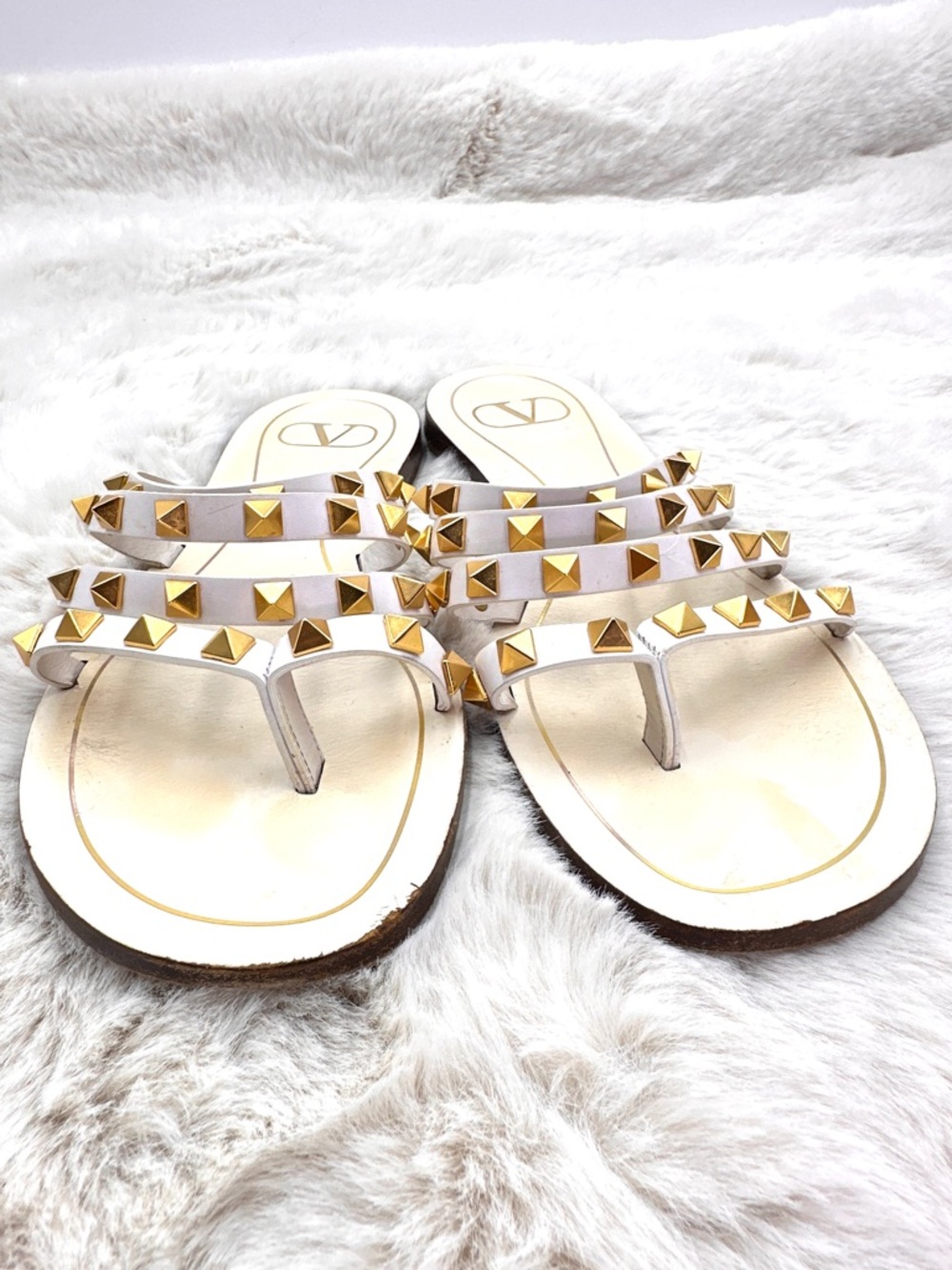 Valentino Garavani Rockstud Flair Cage Thong Sandals Size 37 US 7 Studded Slides - Picture 6 of 13